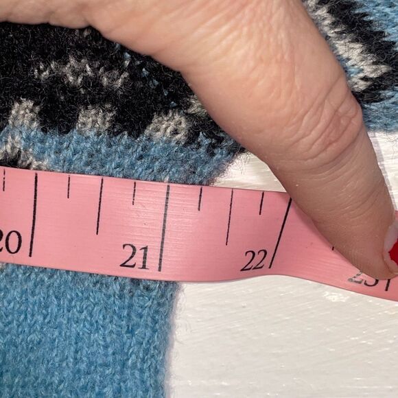 Vintage Blue Nordic Snowflake Wool Cardigan Button Front Tally-Ho M 80s 90s - Picture 9 of 10